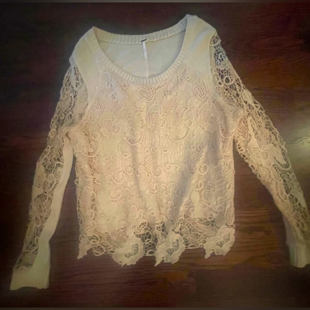 Free people lace open back sweater.  Gorgeous